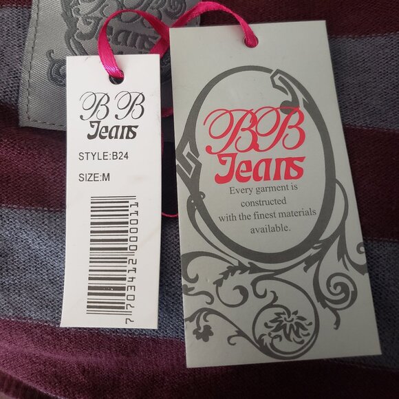 NWT BB Jeans Cardigan Sweater Size Medium Open Ruffle Front Lightweight Striped - Picture 8 of 11
